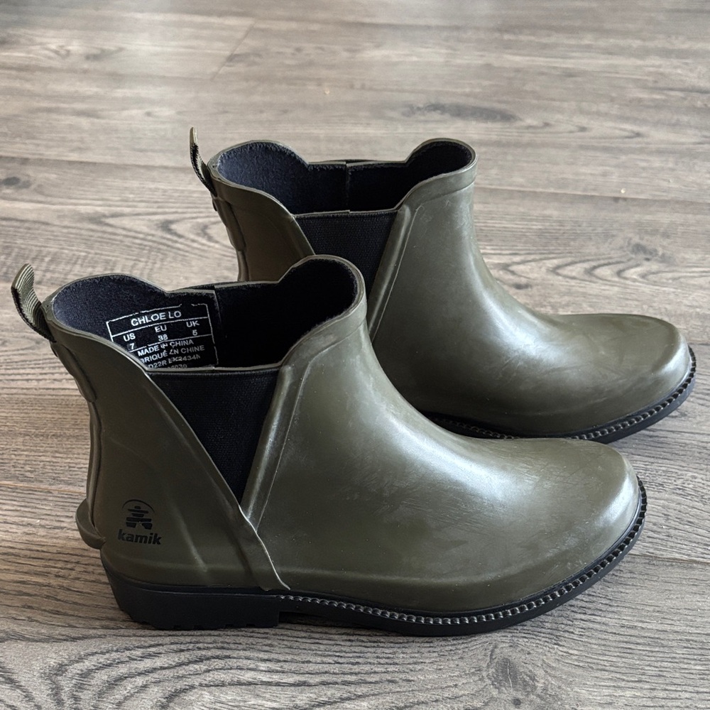Kamik Olive Green Chelsea Rain Ankle Boots